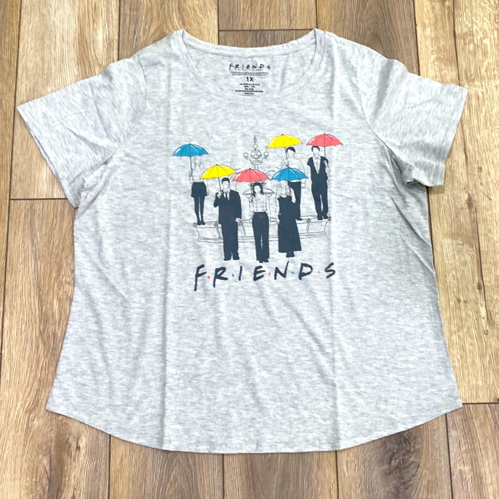 NWOT FRIENDS T Shirt Short Sleeve Graphic Gray Tee 1X